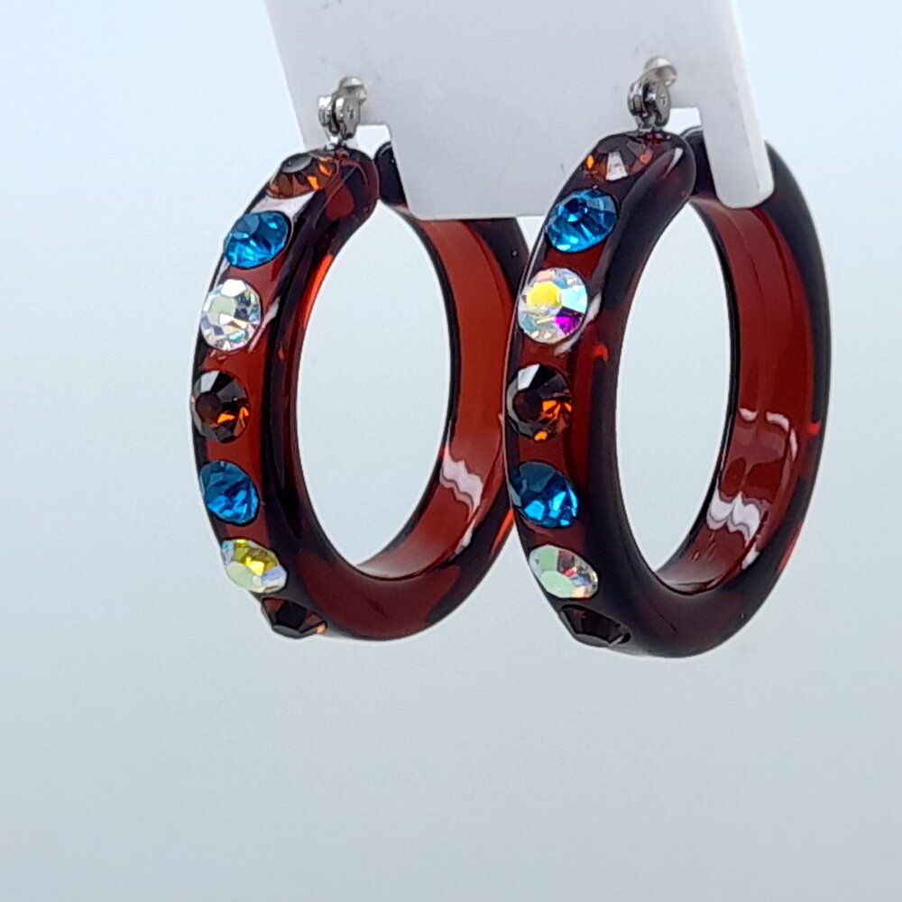 Vintage style brown color Lucite Acrylic1.5 inch Hoop party Fashion Earrings